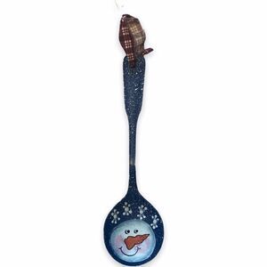 Hand painted Christmas ornament snowman spoon country primitive decor
